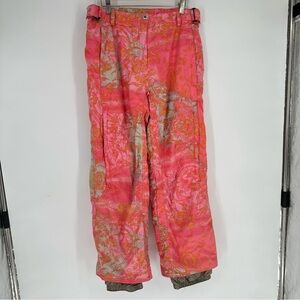 Obermeyer Pink Print Snow Pants Sz 10 Womens